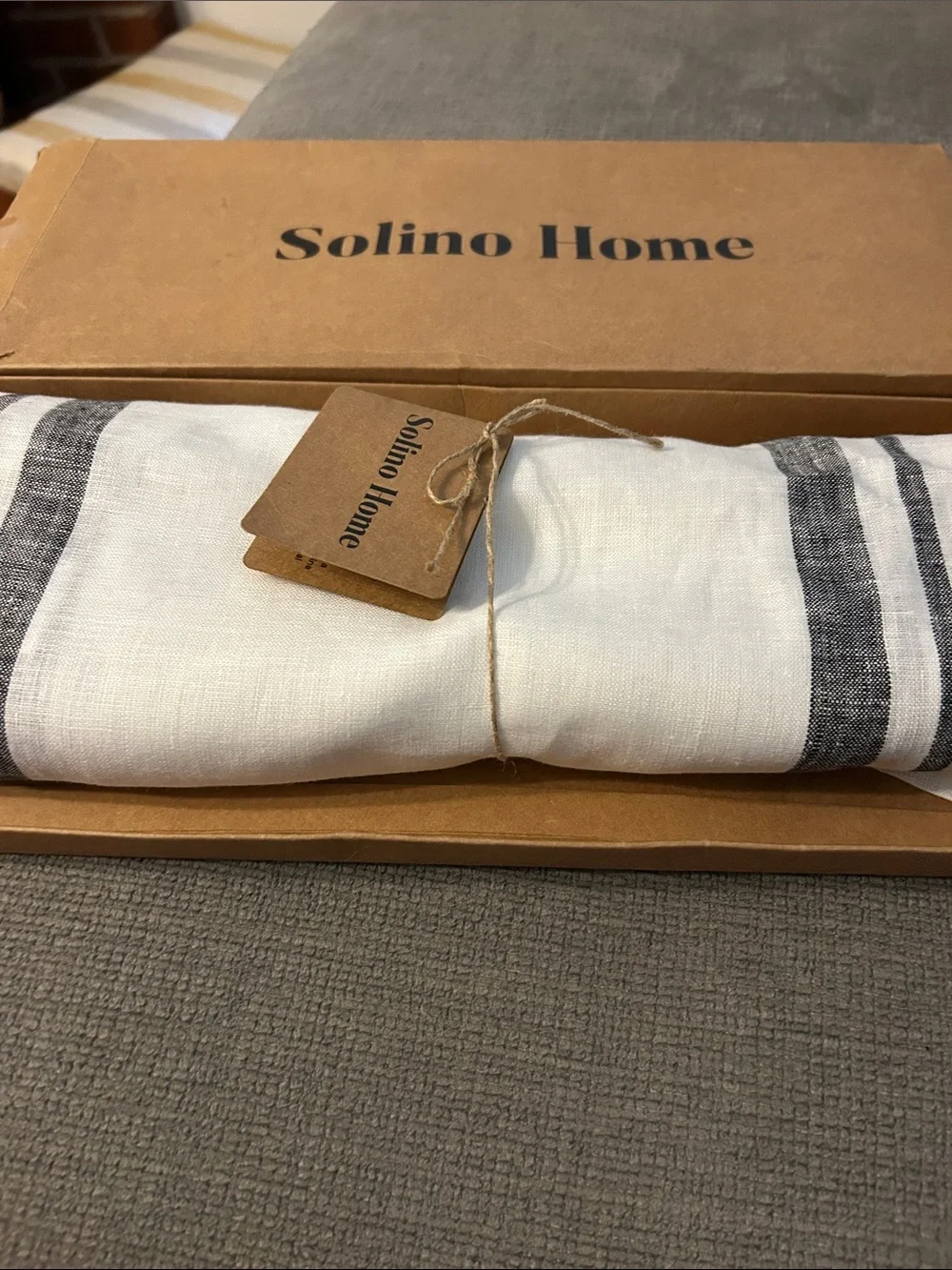 Solino Home Black French Striped Table Runner 120 Inches Long - 14 x 120
